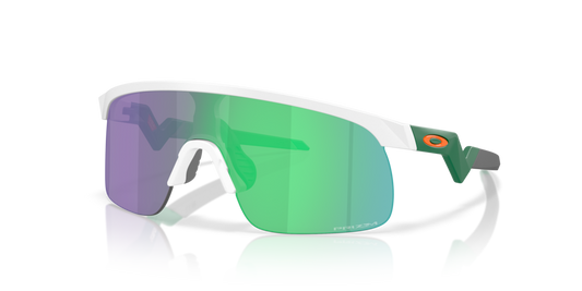 Oakley sunglass Resistor (Youth Fit) prizm jade Lenses with matte white Frame