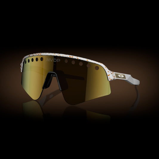 Oakley sunglass Mathieu Van Der Poel Signature Series Sutro Lite Sweep prizm 24k Lenses with  red/gold splatter Frame