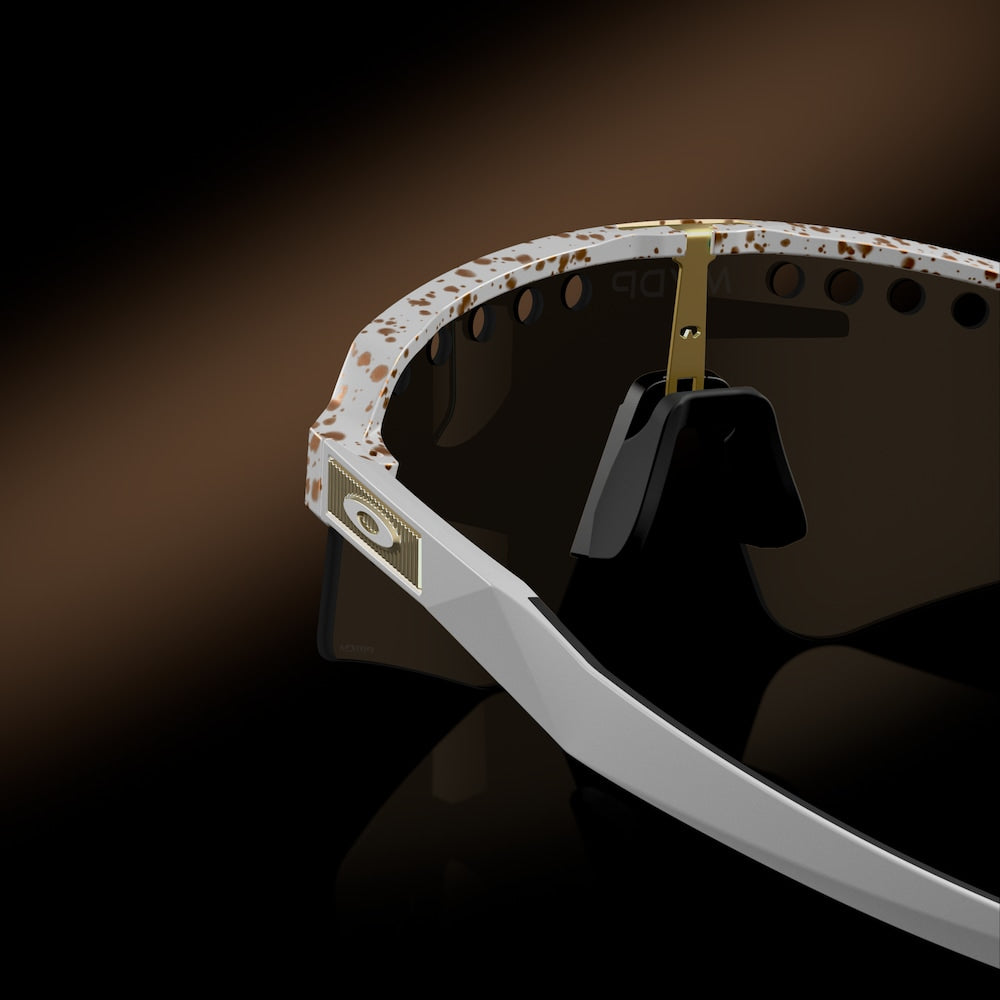 Oakley sunglass Mathieu Van Der Poel Signature Series Sutro Lite Sweep prizm 24k Lenses with red/gold splatter Frame