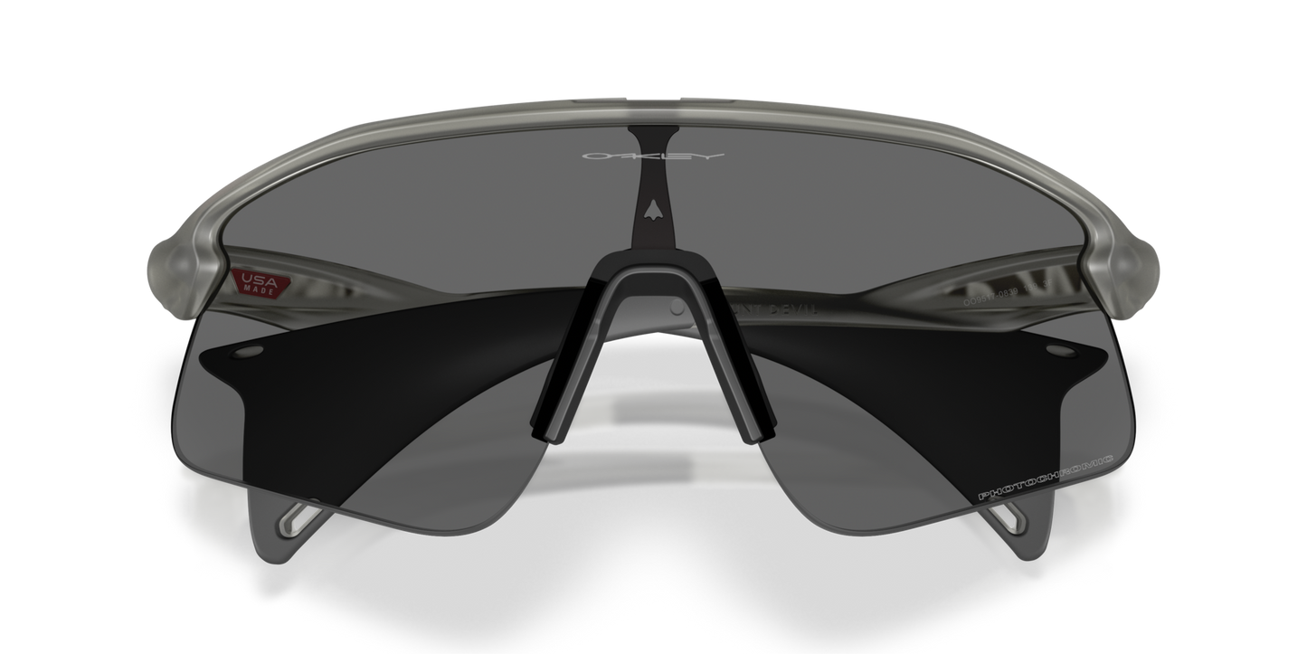 Okaley Sunglass Stunt Devil clear to black iridium photochromic Lenses with grey ink Frame