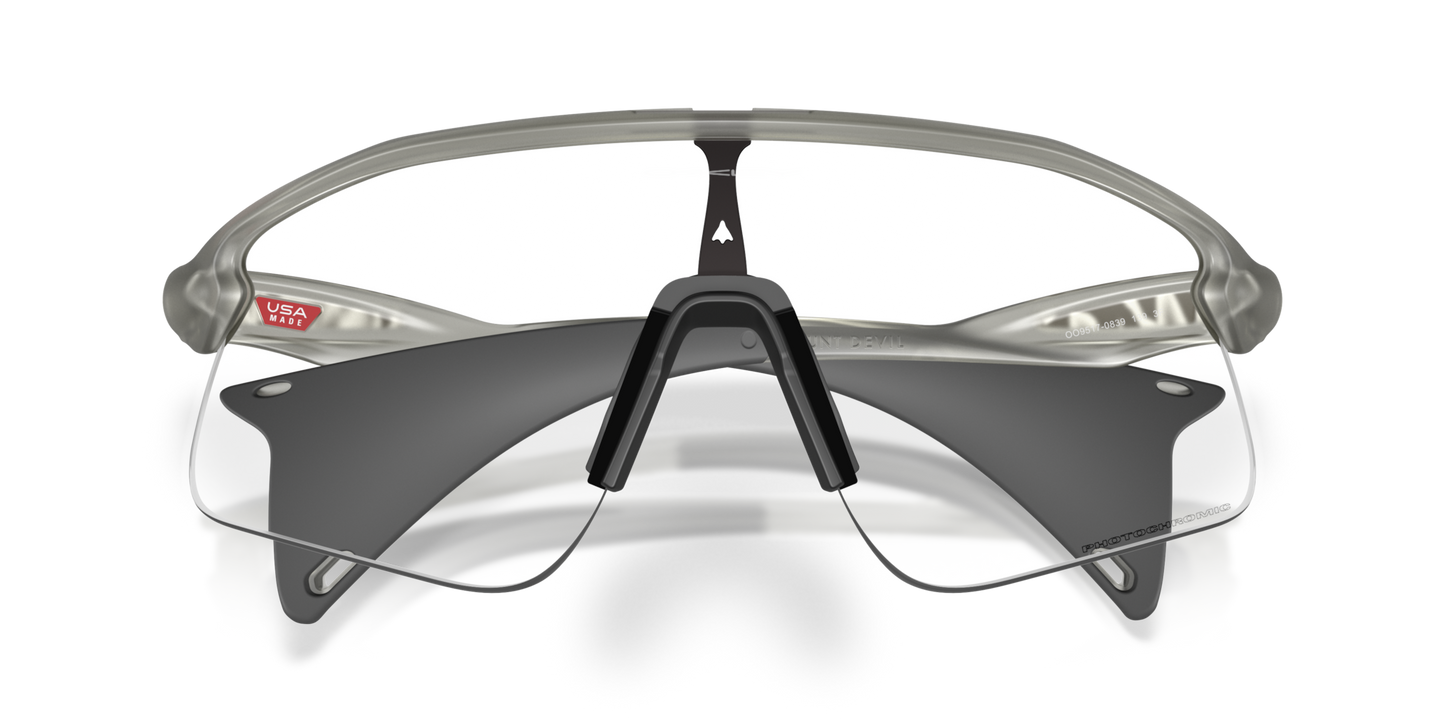 Okaley Sunglass Stunt Devil clear to black iridium photochromic Lenses with grey ink Frame