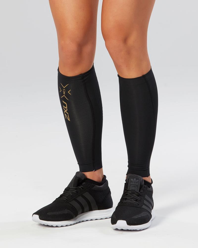 2xu light speed compression calf guards Core Colour: Black/Gold