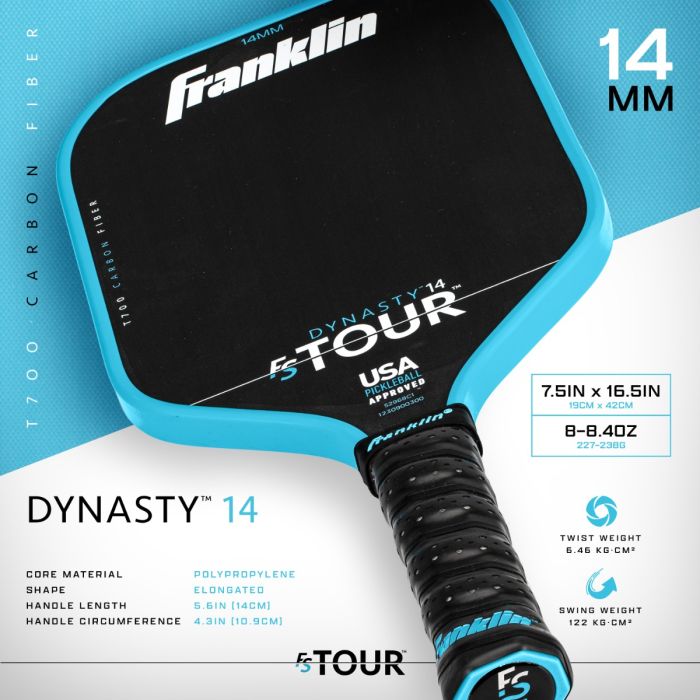 Franklin Sports FS Tour Dynasty 14MM Pickleball Paddle Blue