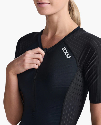 2XU Women Aero Sleeved Trisuit-Black/White