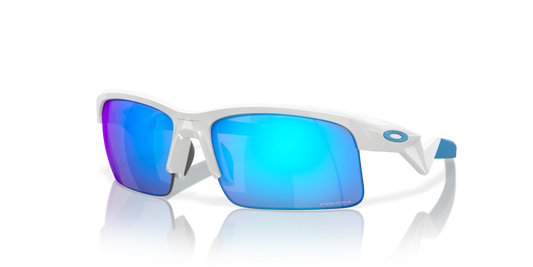Oakley sunglass Capacitor (Youth Fit) prizm sapphire Lenses with polished white Frame