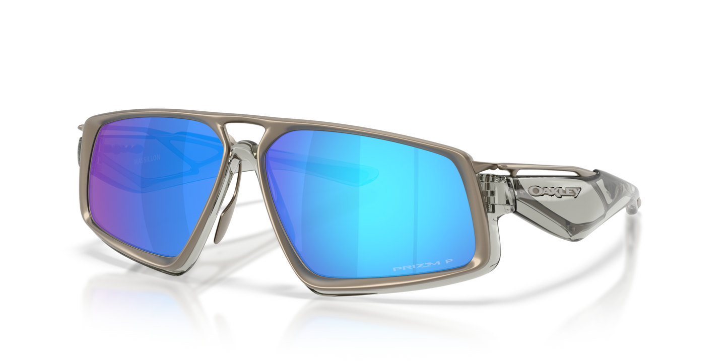 Oakley Sunglass Massillon prizm sapphire polarized Lenses,  grey ink Frame