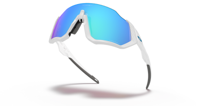 Oakley Sunglass Flight Jacket Prizm Sapphire Lenses Matte White Frame
