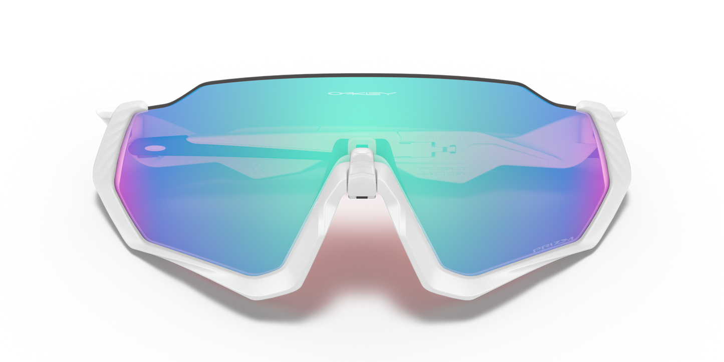 Oakley Sunglass Flight Jacket Prizm Sapphire Lenses Matte White Frame
