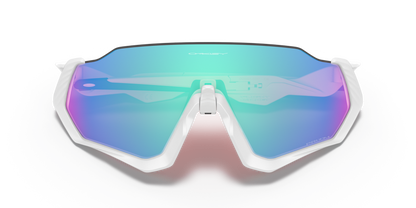 Oakley Sunglass Flight Jacket Prizm Sapphire Lenses Matte White Frame