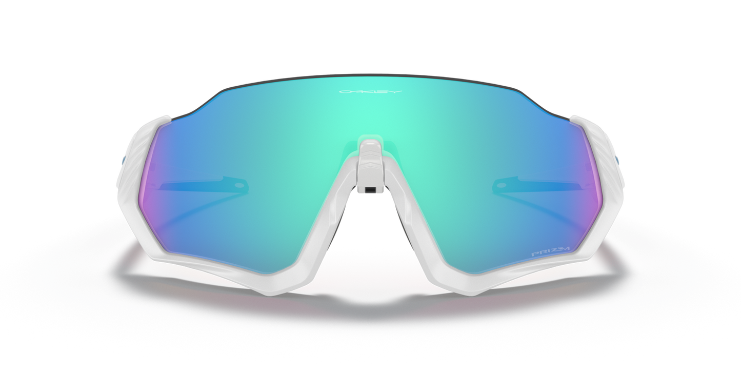 Oakley Sunglass Flight Jacket Prizm Sapphire Lenses Matte White Frame