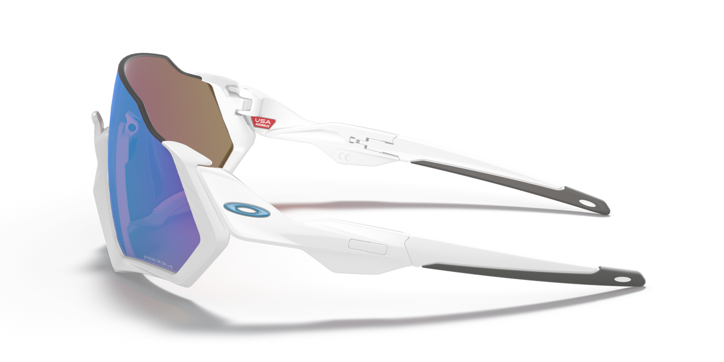 Oakley Sunglass Flight Jacket Prizm Sapphire Lenses Matte White Frame