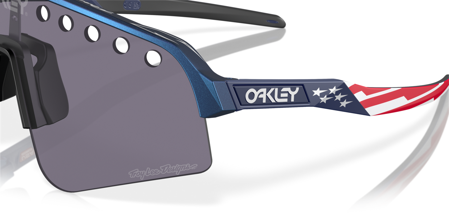 Oakley Sunglass Sutro Lite Sweep Troy Lee Designs Series prizm grey Lenses,  troy lee designs blue colorshift Frame