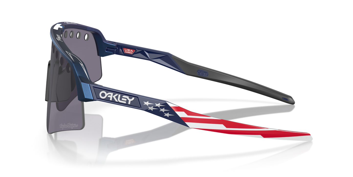 Oakley Sunglass Sutro Lite Sweep Troy Lee Designs Series prizm grey Lenses,  troy lee designs blue colorshift Frame