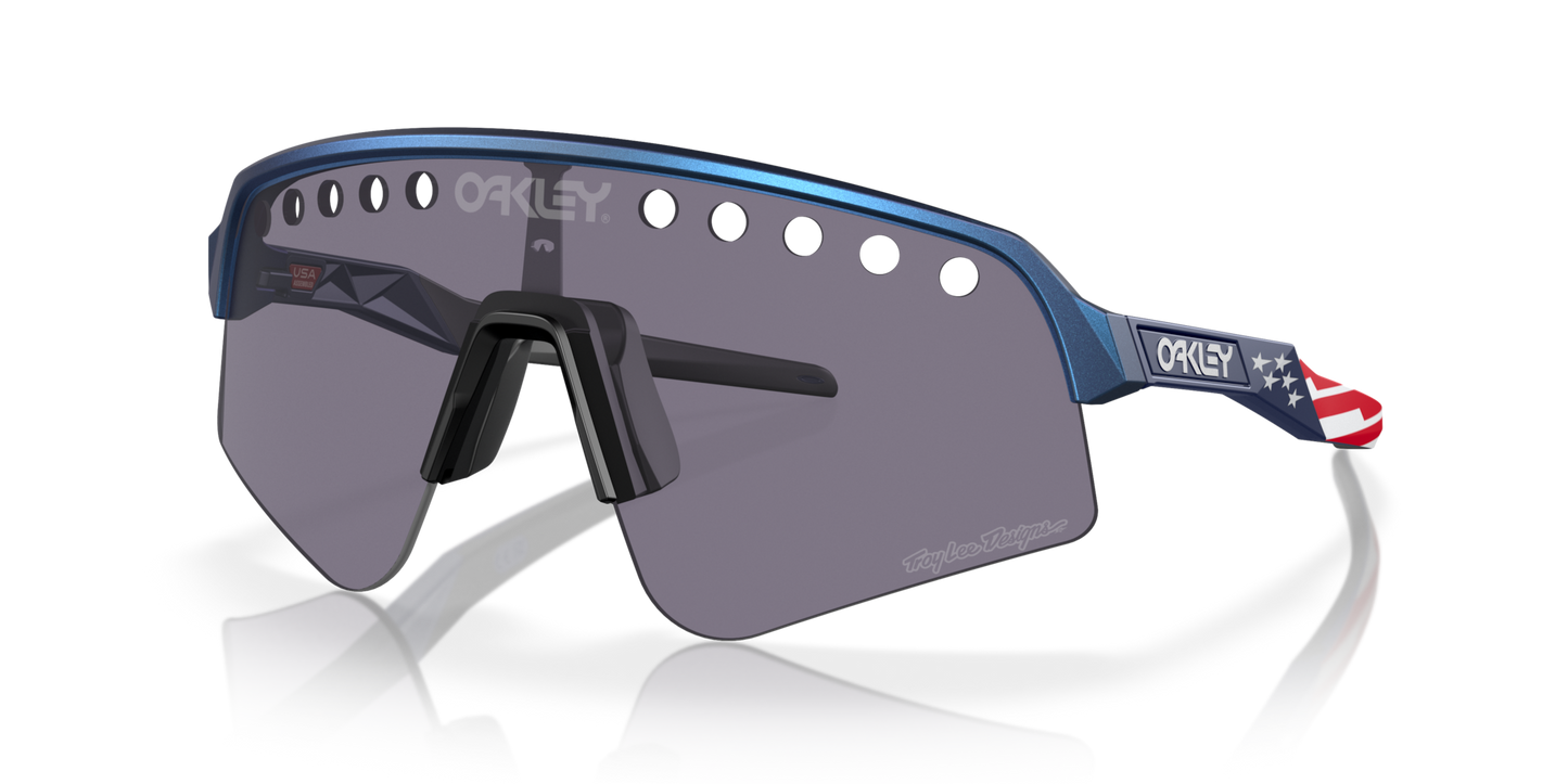 Oakley Sunglass Sutro Lite Sweep Troy Lee Designs Series prizm grey Lenses,  troy lee designs blue colorshift Frame