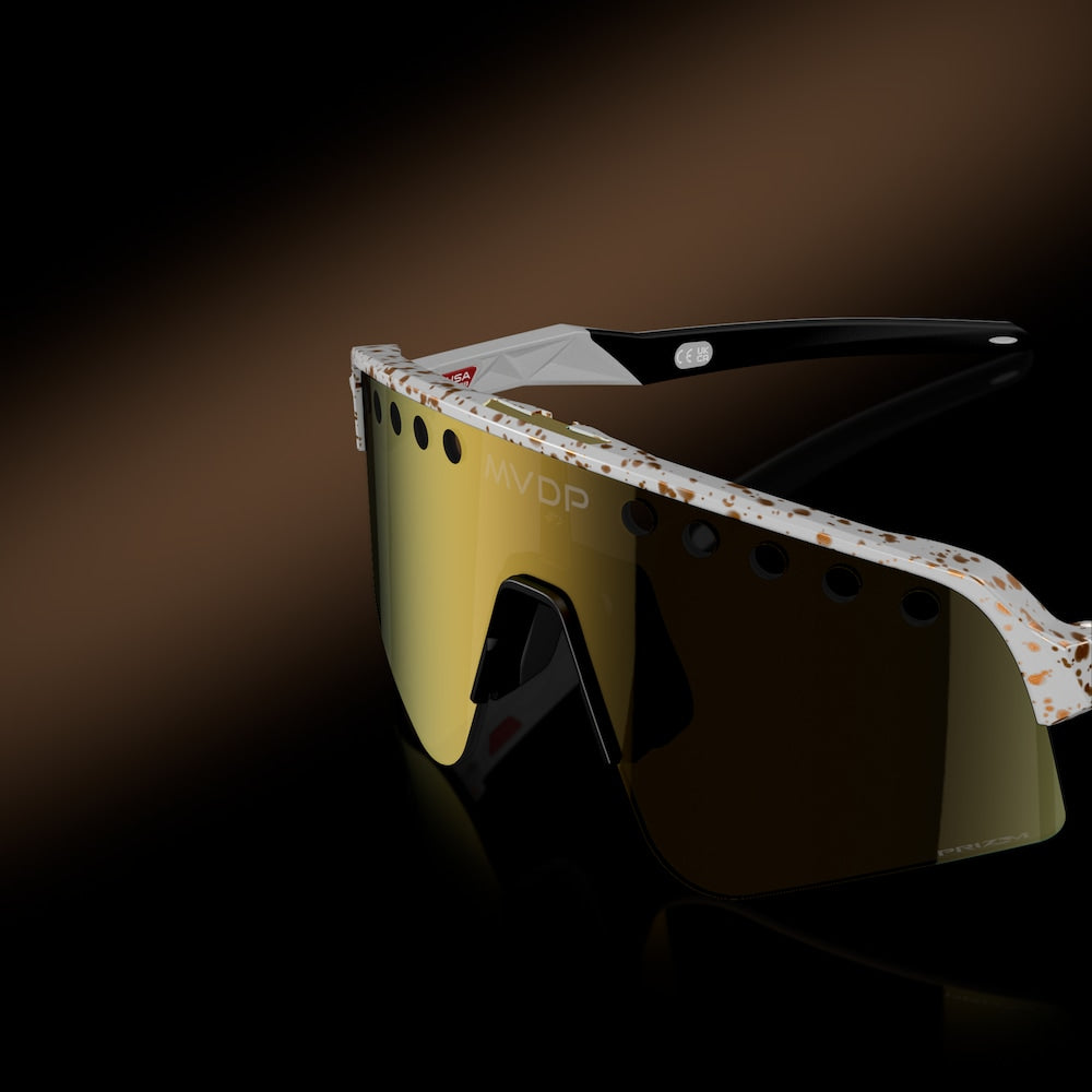 Oakley sunglass Mathieu Van Der Poel Signature Series Sutro Lite Sweep prizm 24k Lenses with  red/gold splatter Frame