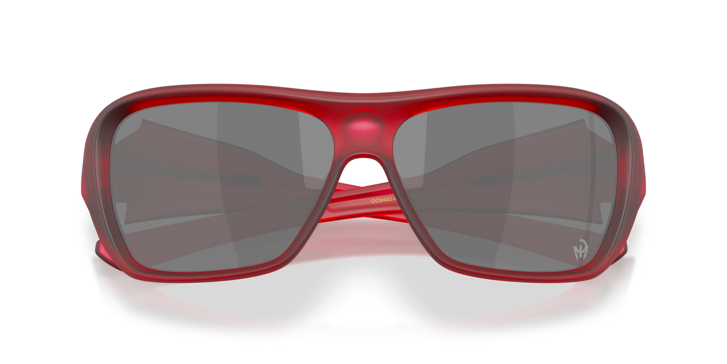 Oakley Sunglass Chaminade Patrick Mahomes II Collection prizm black Lenses With matte transparent red Frame