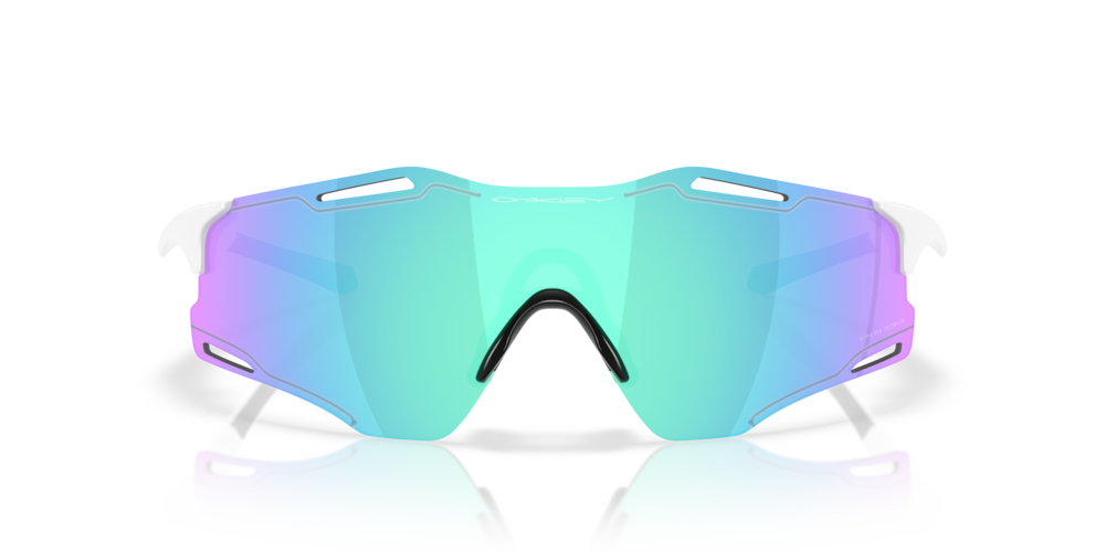 Oakley Sunglass Cybr Zero prizm sapphire Lenses with polished white Frame