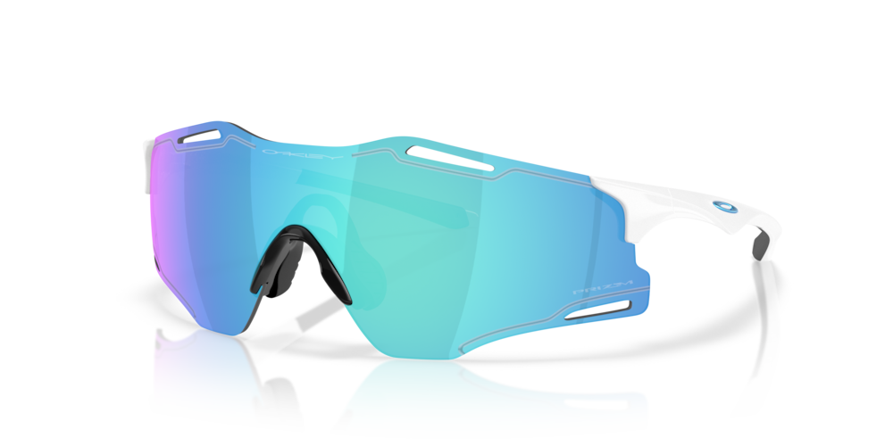 Oakley Sunglass Cybr Zero prizm sapphire Lenses with polished white Frame
