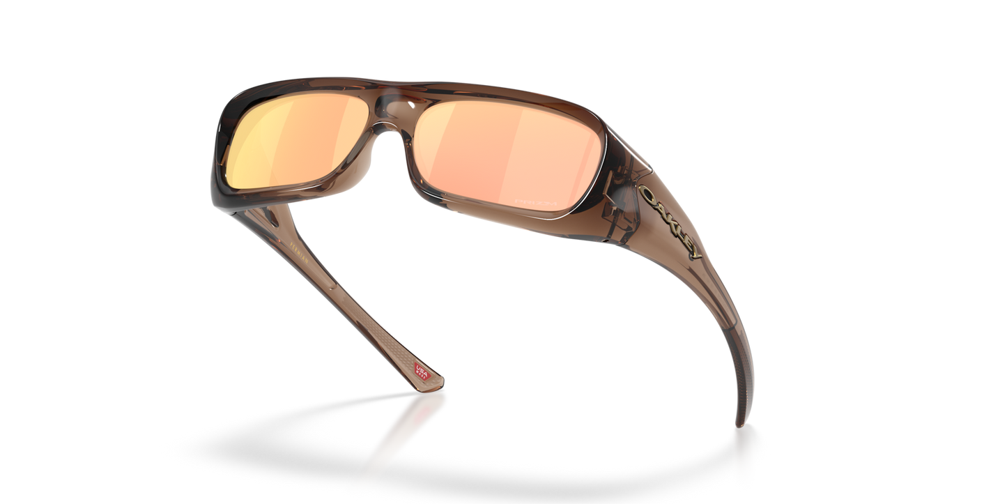 Oakley Sunglass Permian prizm rose gold Lenses,  brown smoke Frame