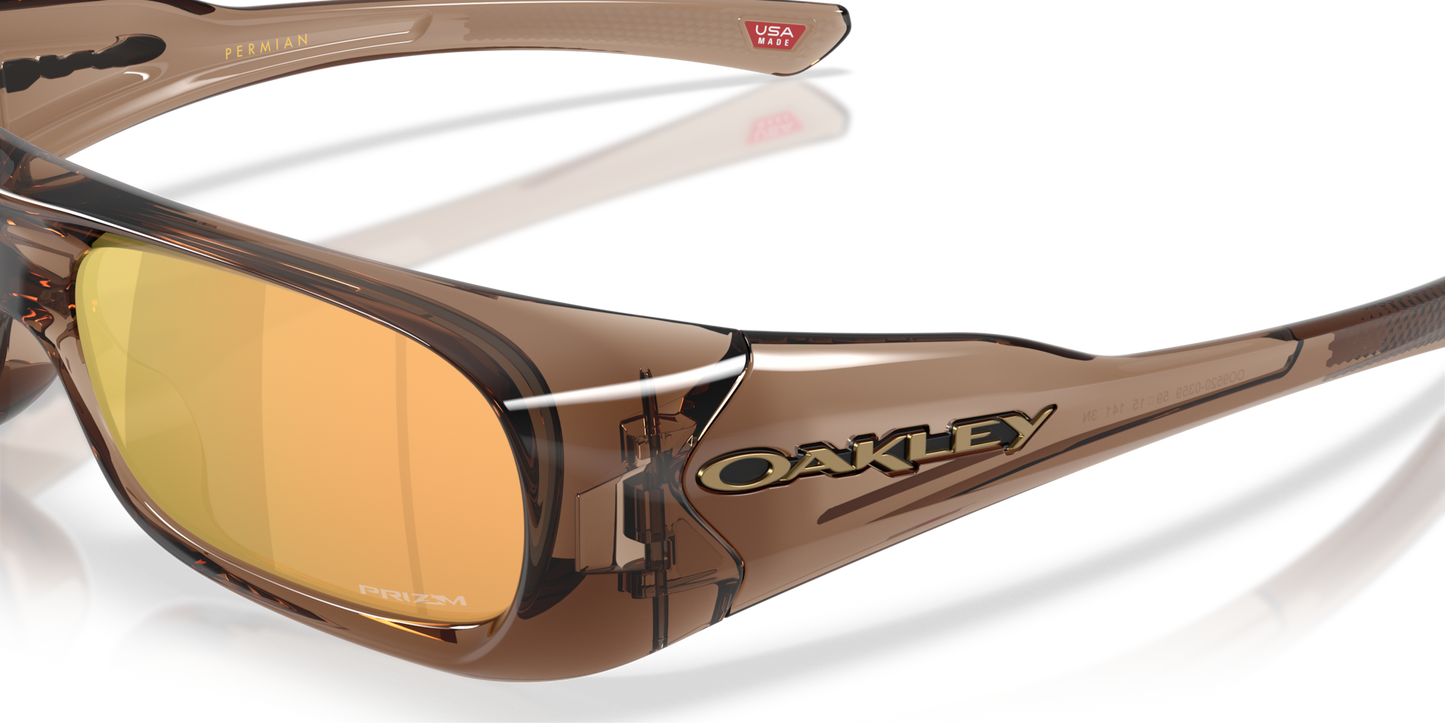Oakley Sunglass Permian prizm rose gold Lenses,  brown smoke Frame