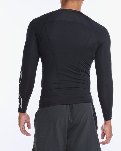 2XU mens core compression long sleeve black silver
