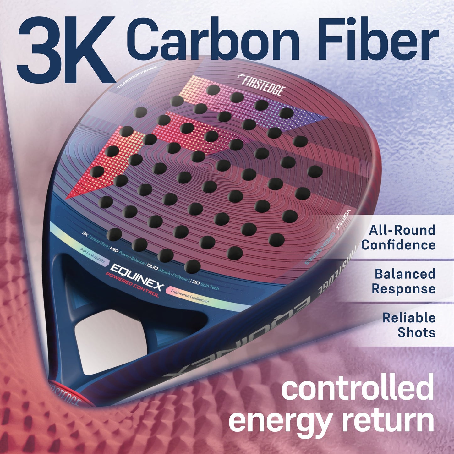 FirstEdge Equinex 3K Carbon Fibre Padel Racket