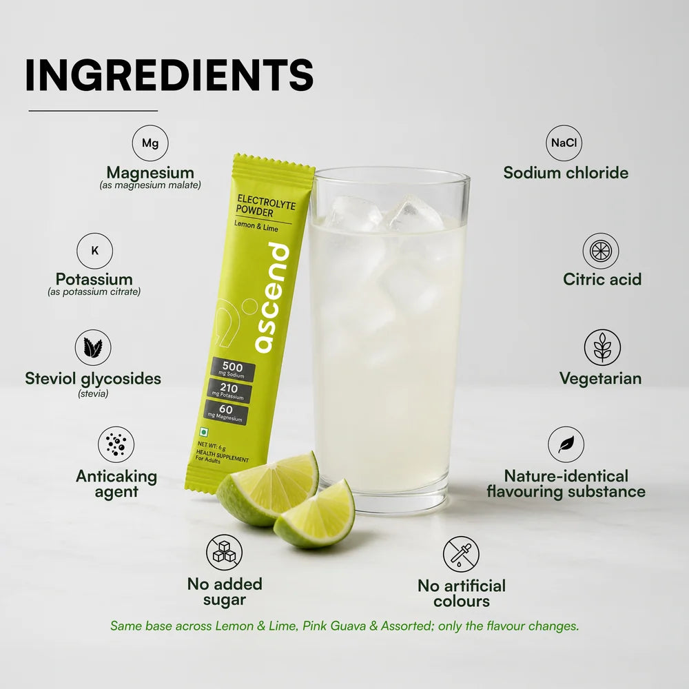 ascends Zero Sugar Ascend Electrolytes - Lemon & Lime | 500 mg sodium
