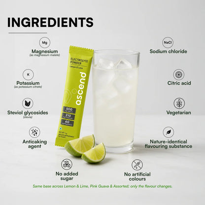 ascends Zero Sugar Ascend Electrolytes - Lemon & Lime | 500 mg sodium