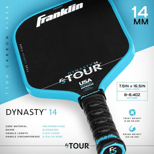 Franklin Sports FS Tour Dynasty 14MM Pickleball Paddle Blue