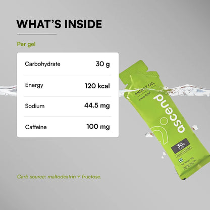 Ascends 30 gm Carbs & 100 mg Caffeine - Ascend Energy Gel (Lime CAF)