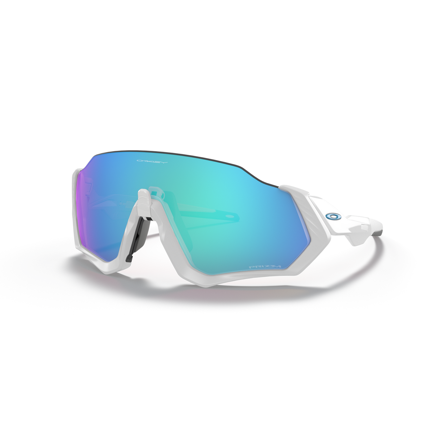Oakley Sunglass Flight Jacket Prizm Sapphire Lenses Matte White Frame