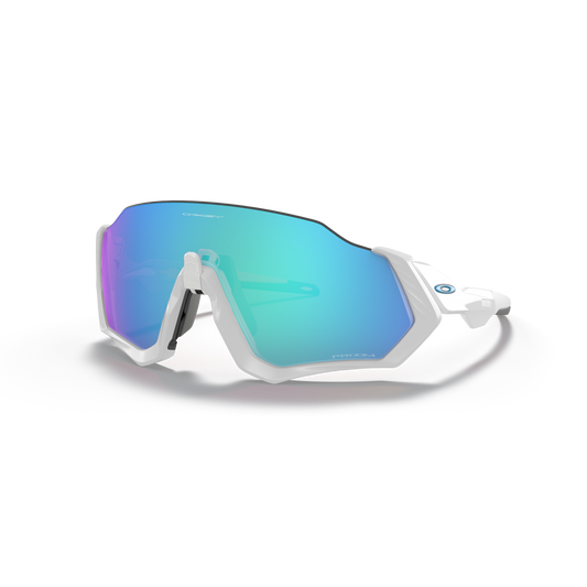Oakley Sunglass Flight Jacket Prizm Sapphire Lenses Matte White Frame