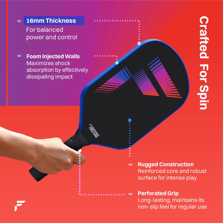 FirstEdge Veloflex T700 RAW (Spin/Textured) Carbon Fibre Pickleball Paddle (With Cover)