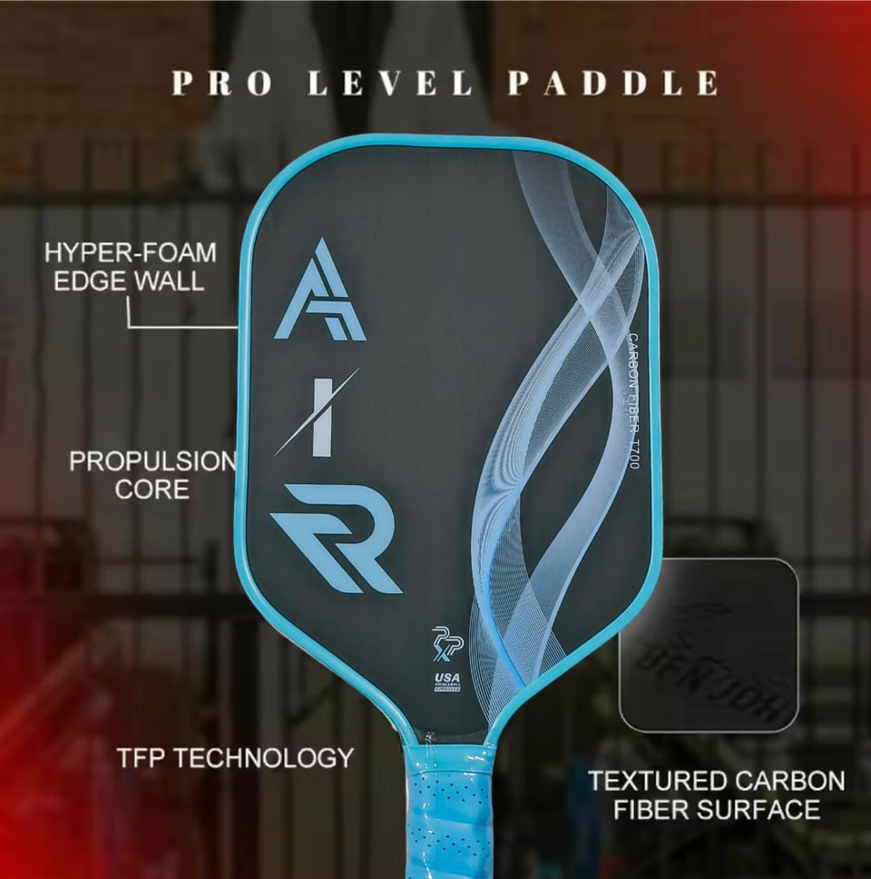 PPX AIR Pickleball Paddle – T700 Carbon Fiber Face & Polymer Honeycomb Core | Lightweight Control Paddle (Black & Blue)