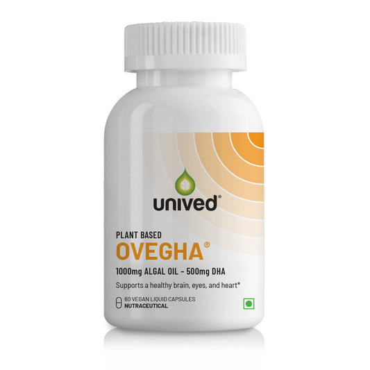 Unived Plant Based Ovegha | 60 Capsules | Algal Oil | DHA | Brain | Heart | Eyes