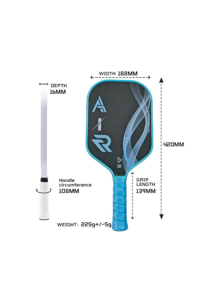 PPX AIR Pickleball Paddle – T700 Carbon Fiber Face & Polymer Honeycomb Core | Lightweight Control Paddle (Black & Blue)